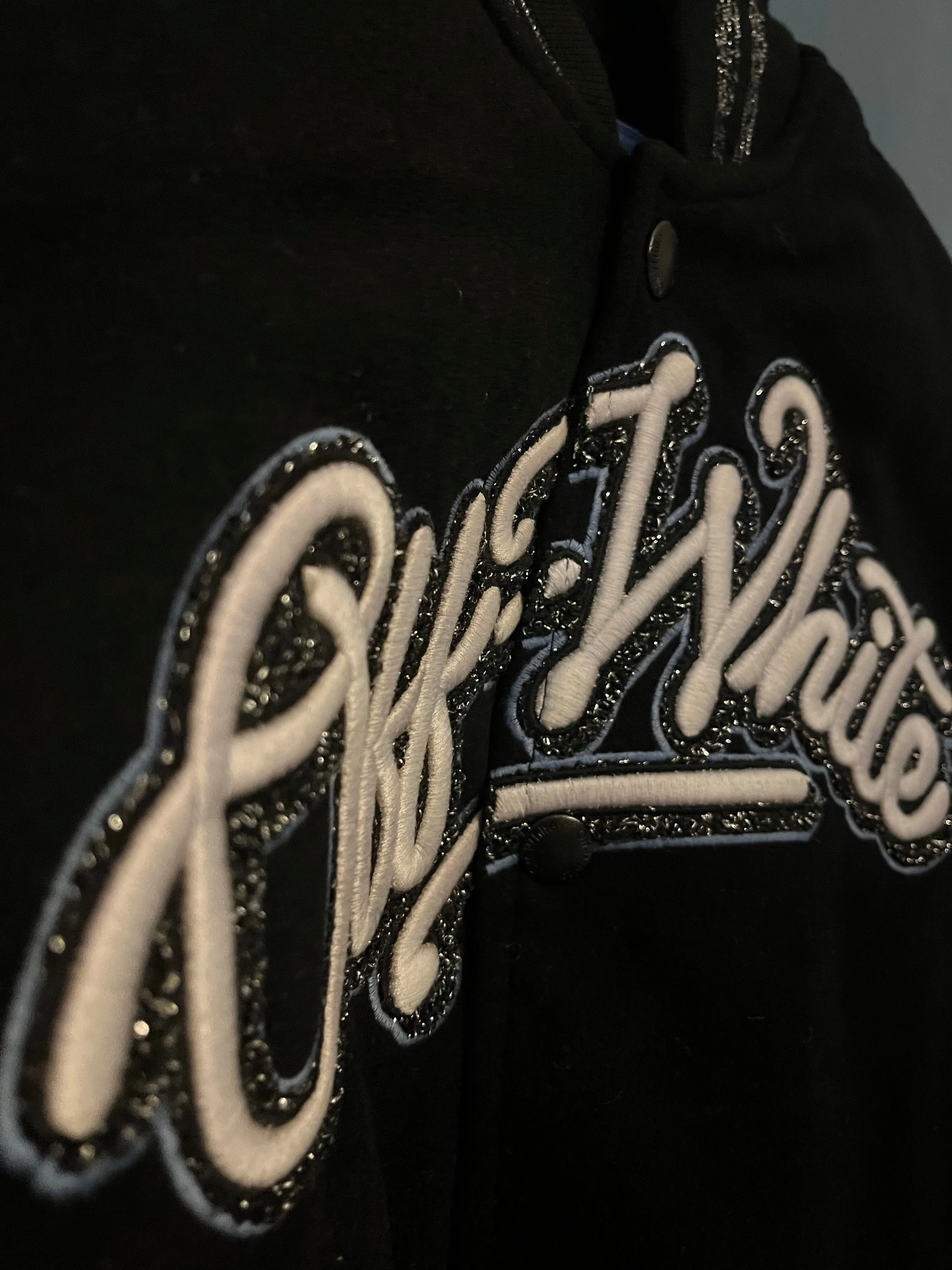 Off-White c/o Chicago Bulls " Red Varsity " Jacket styled in Black for Fall&Winter 2024