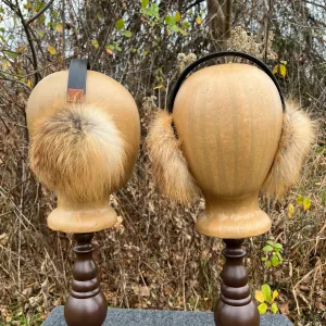 Red Fox (light color) fur Earmuffs lined with Plucked & Sheared Beaver fur