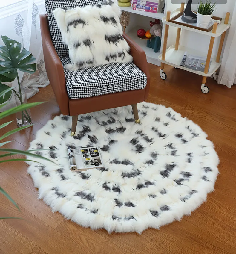 Round Circular Fox Fur Rugs