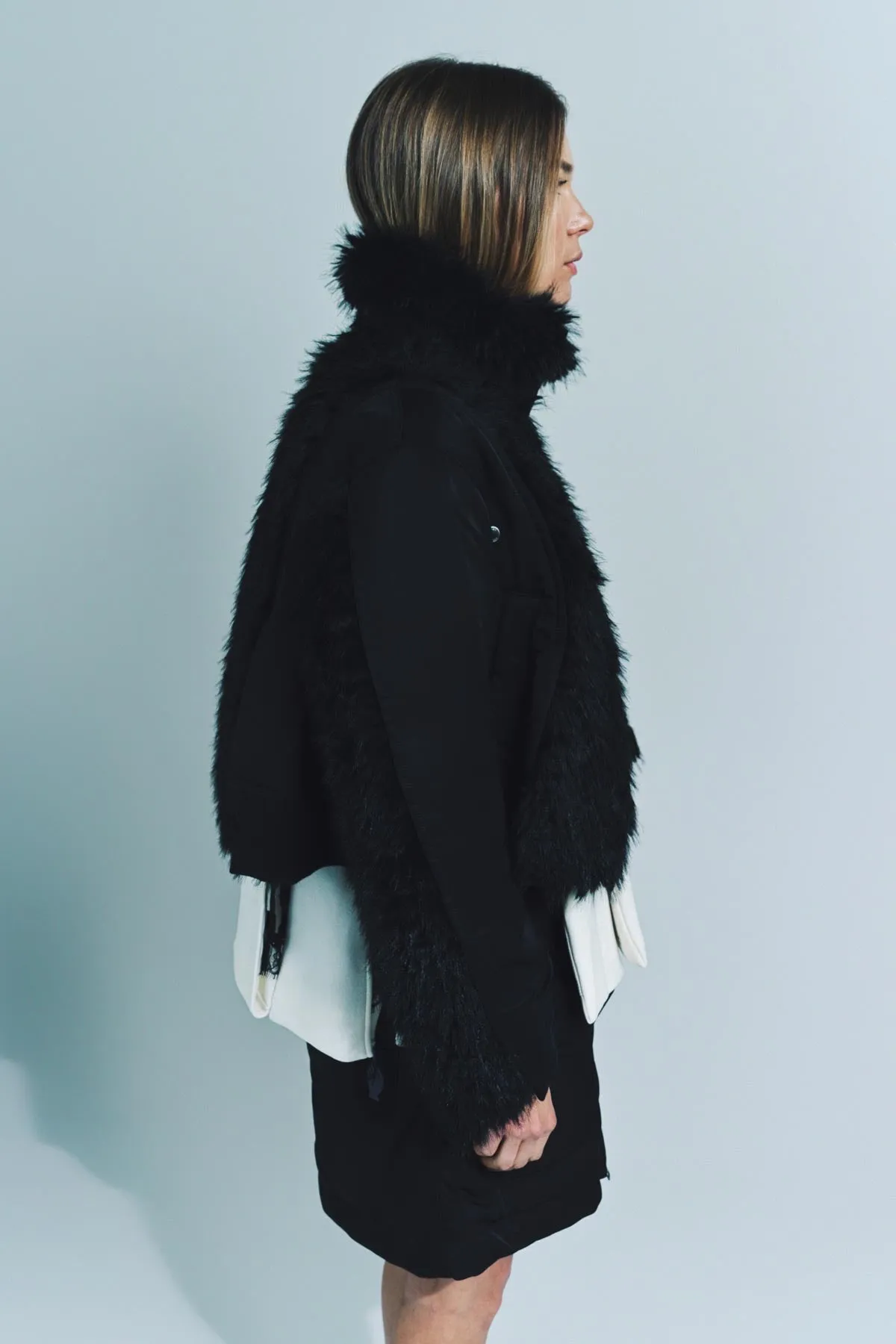 SACAI | FAUX FUR NYLON TWILL BLOUSON