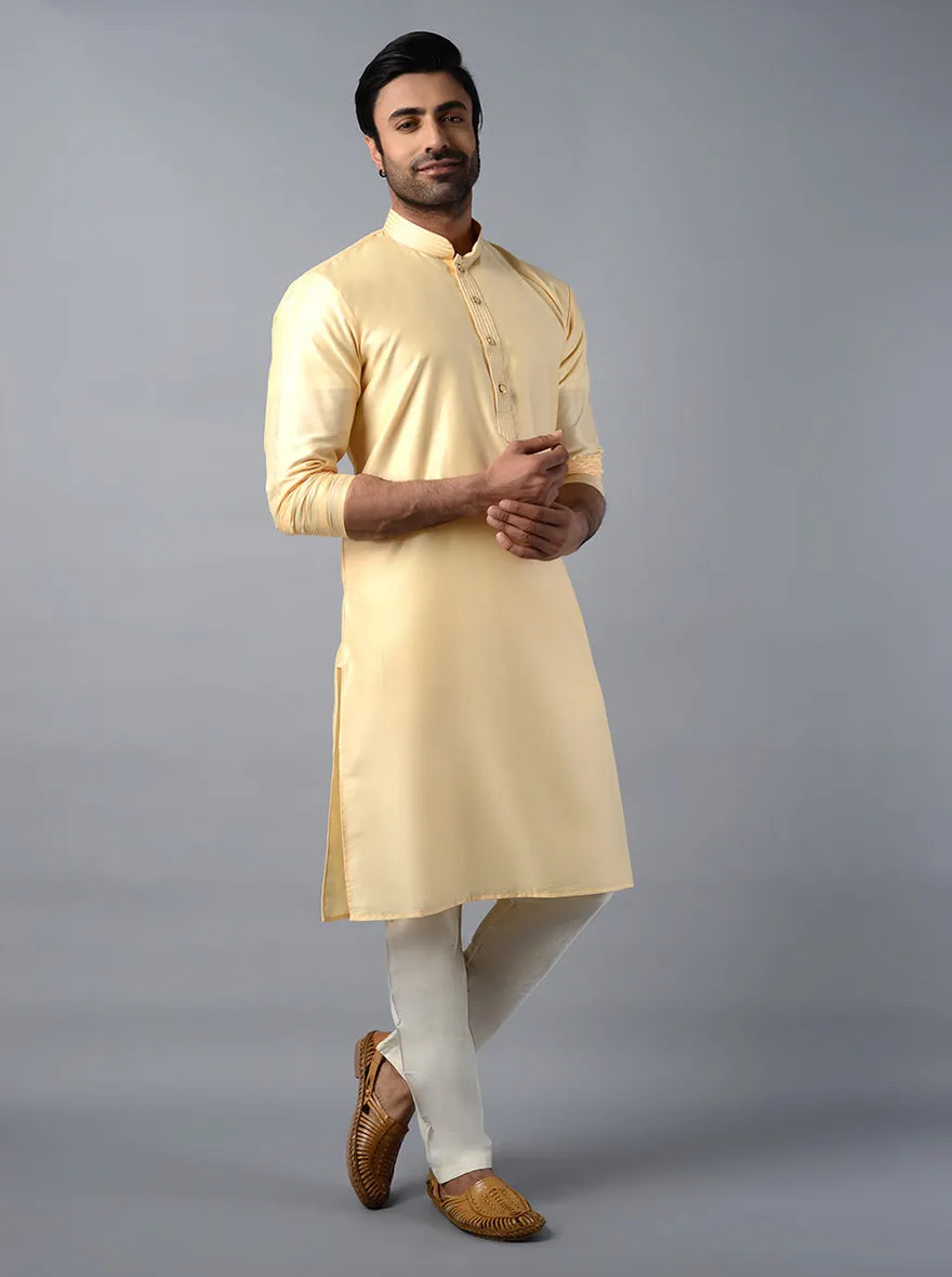 Sand Beige Solid Regular Fit Kurta | Azania