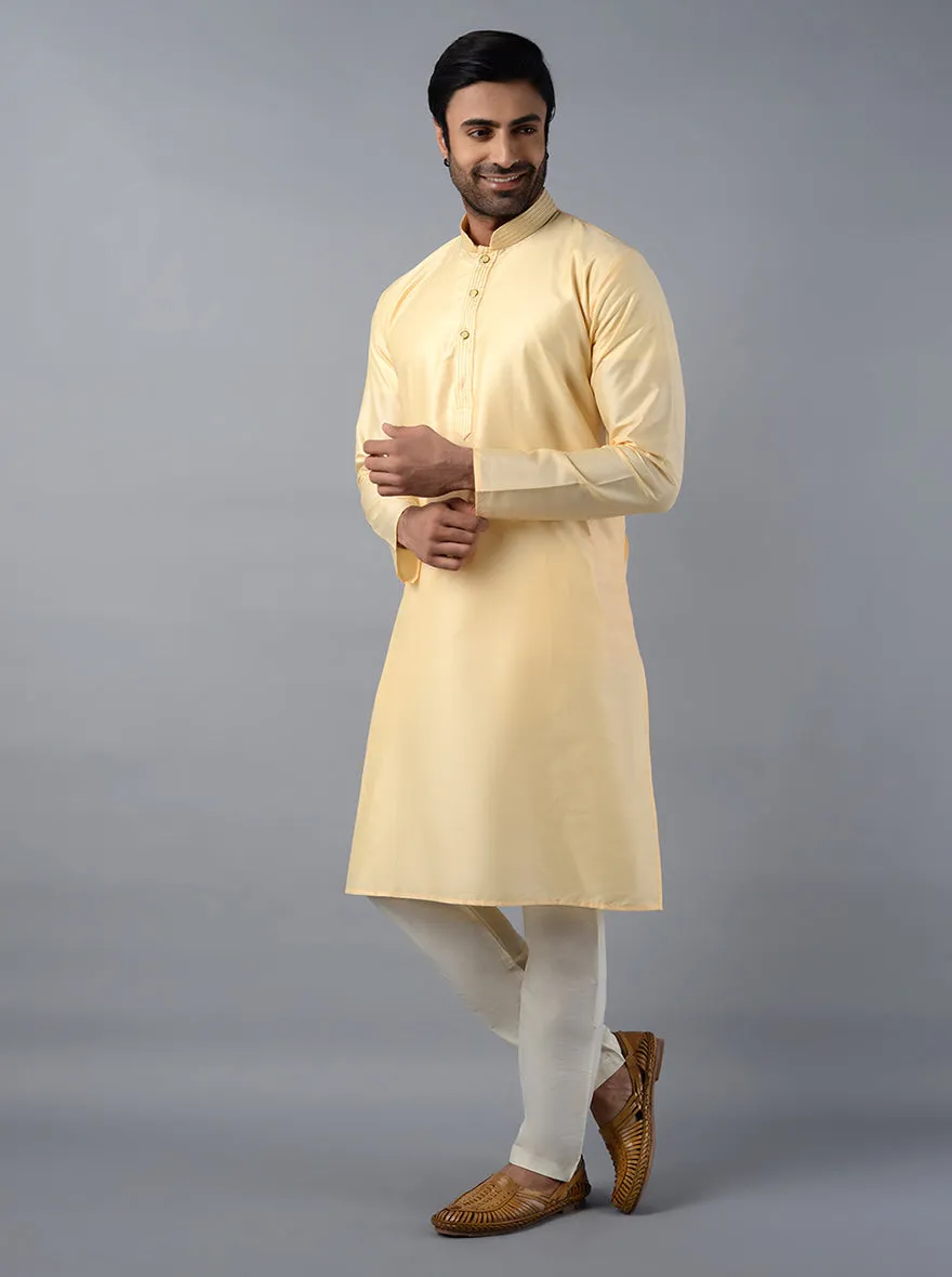 Sand Beige Solid Regular Fit Kurta | Azania