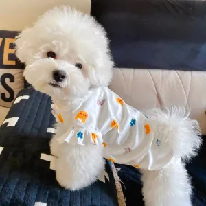 Spring Summer Milky Ruched Sleeve Tank Shirt for Cats and Dogs