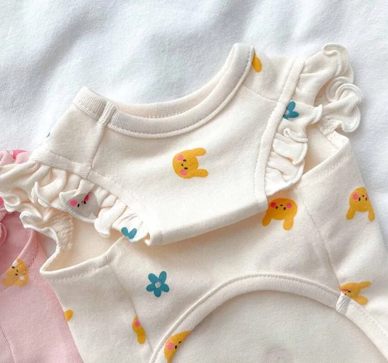 Spring Summer Milky Ruched Sleeve Tank Shirt for Cats and Dogs