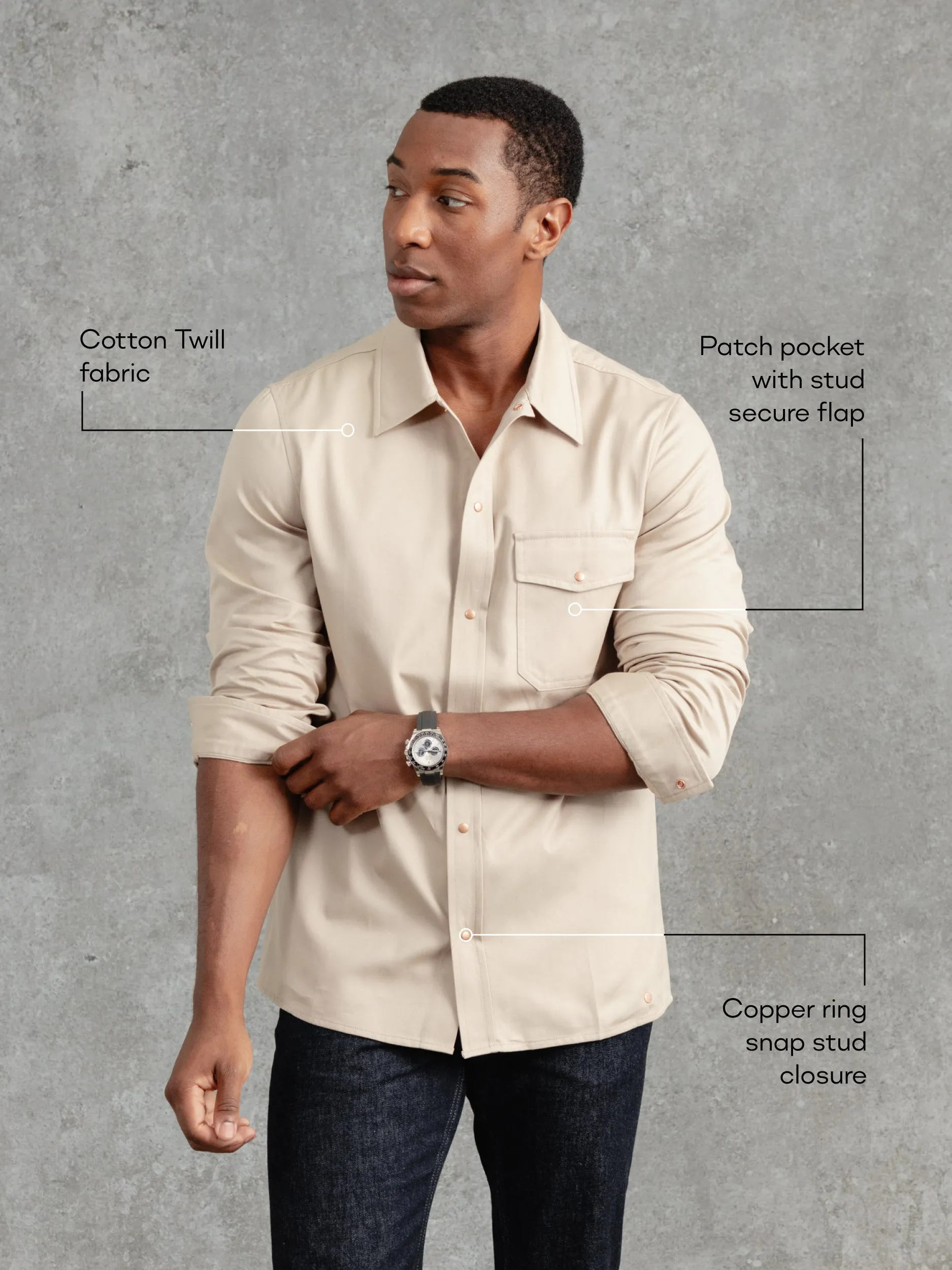 The Cotton Studded Shirt - Sand