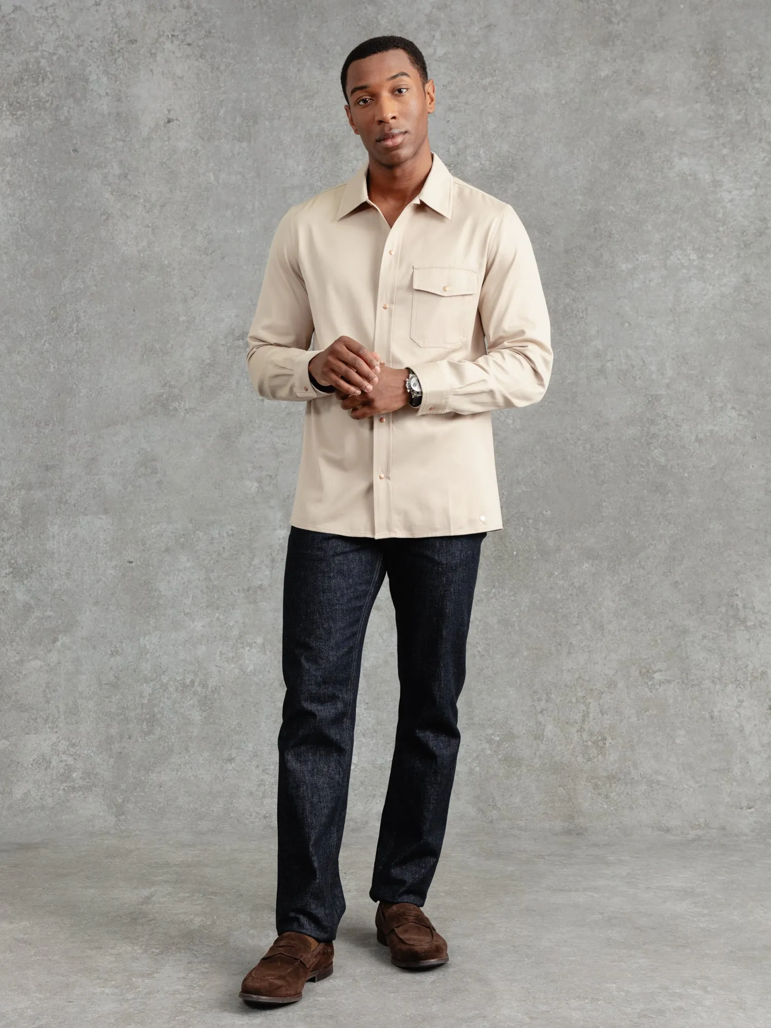 The Cotton Studded Shirt - Sand