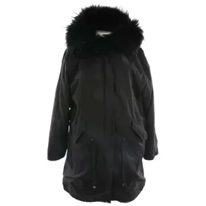 Witty Knitters Collections Rabbit Raccoon Natural Fur Parka Jacket Coat Size XS ladies