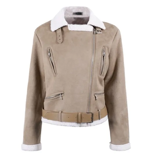 Women's Autumn Leather Suede Lamb Fur Jacket