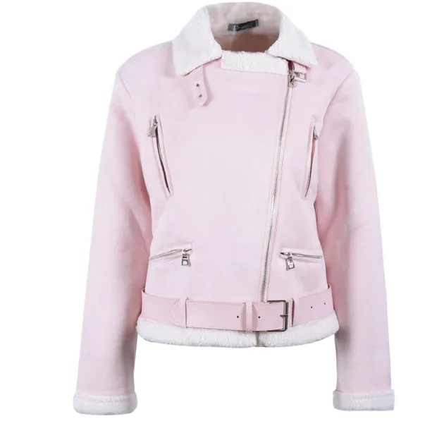 Women's Autumn Leather Suede Lamb Fur Jacket