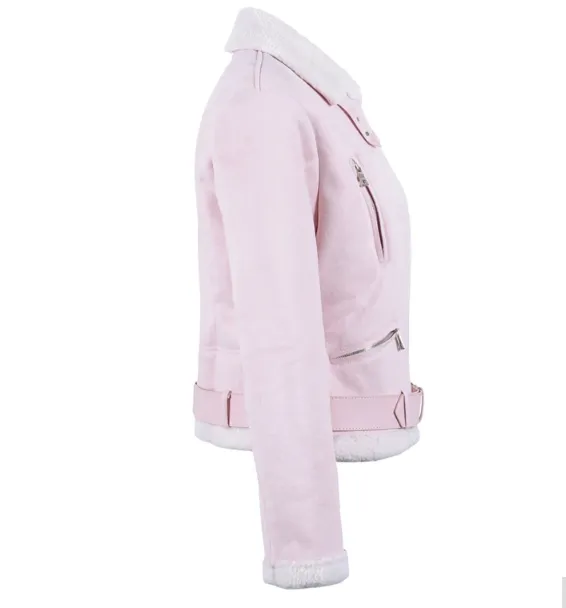 Women's Autumn Leather Suede Lamb Fur Jacket