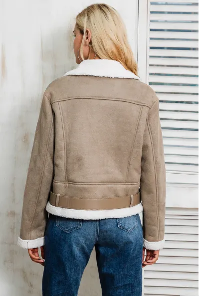 Women's Autumn Leather Suede Lamb Fur Jacket
