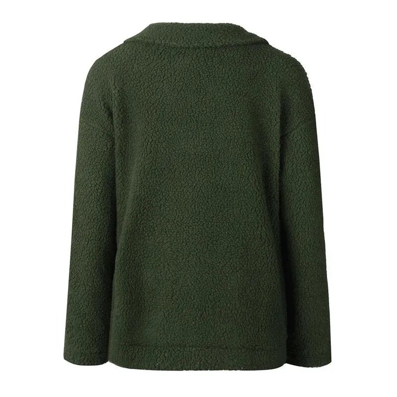 Women's Autumn/Winter Warm Loose Single-Breasted Faux Lamb's Fur Jacket