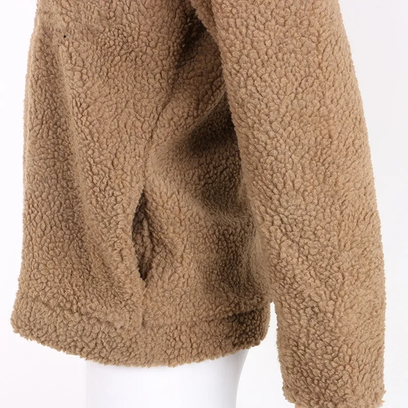 Women's Autumn/Winter Warm Loose Single-Breasted Faux Lamb's Fur Jacket