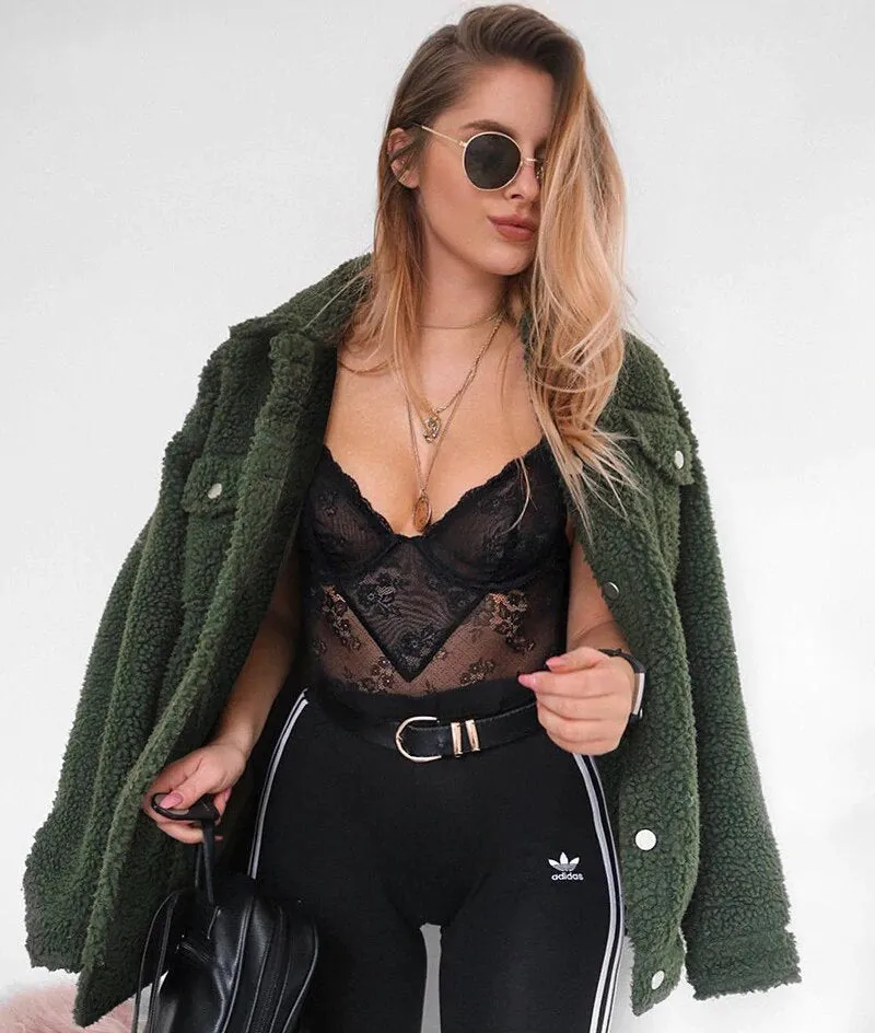 Women's Autumn/Winter Warm Loose Single-Breasted Faux Lamb's Fur Jacket