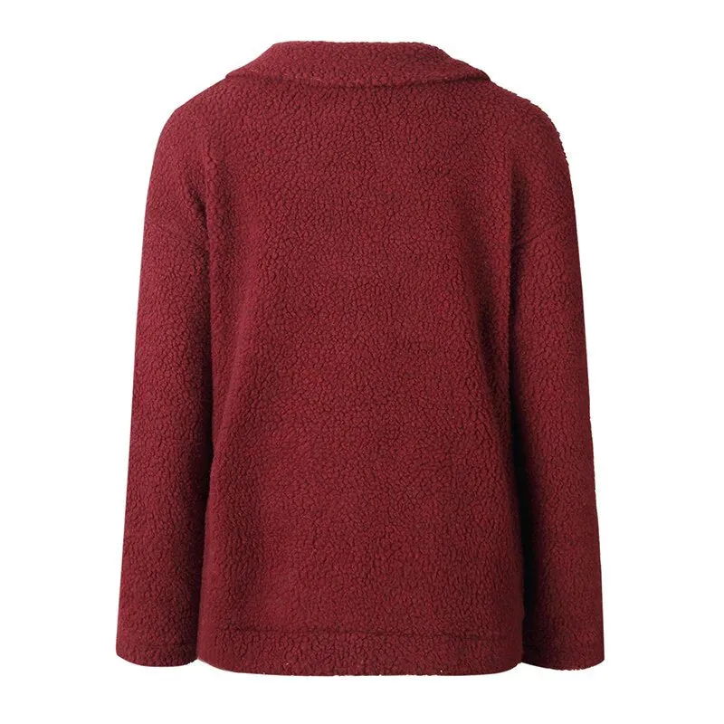 Women's Autumn/Winter Warm Loose Single-Breasted Faux Lamb's Fur Jacket