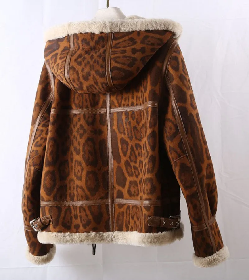 Women's Winter Casual Genuine Leather Short Coat With Wool