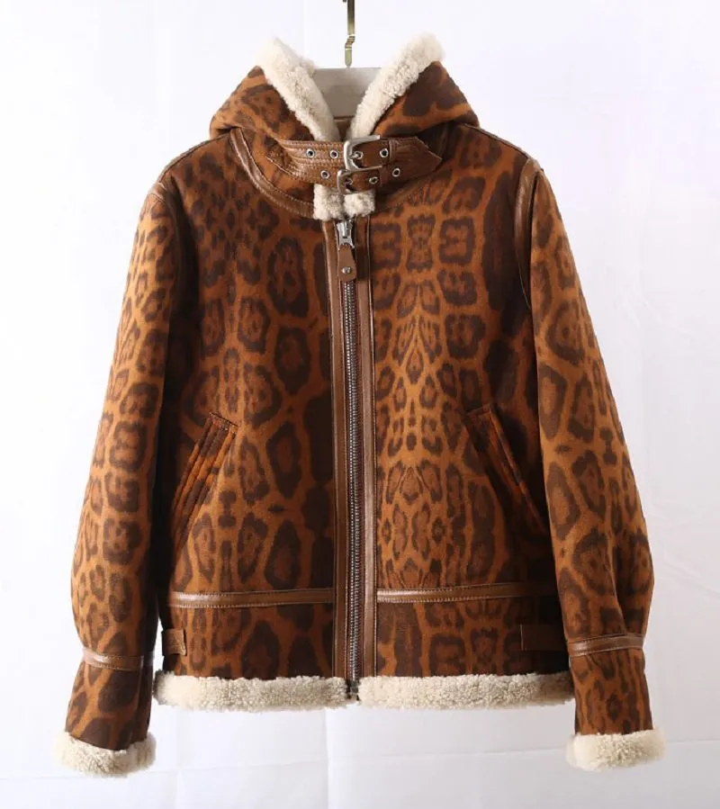 Women's Winter Casual Genuine Leather Short Coat With Wool