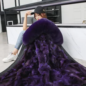 Women's Winter Casual Hooded Long Parka With Detachable Fox Fur