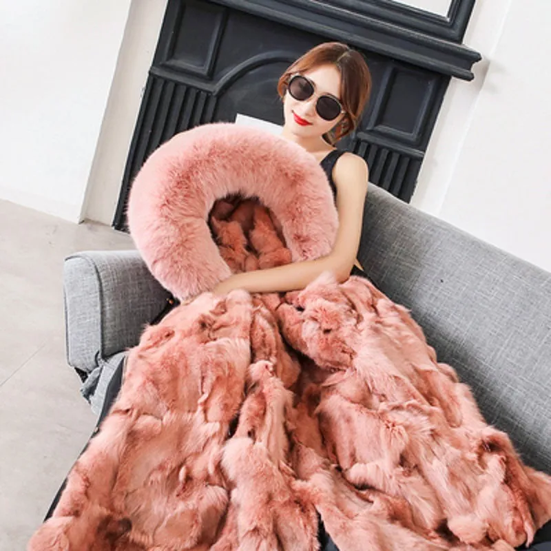 Women's Winter Casual Hooded Long Parka With Detachable Fox Fur