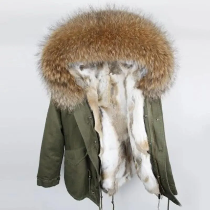 Women's Winter Casual Hooded Long Parka With Raccoon Fur