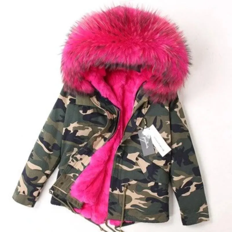 Women's Winter Casual Hooded Long Parka With Raccoon Fur
