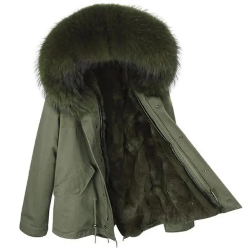Women's Winter Casual Hooded Long Parka With Raccoon Fur