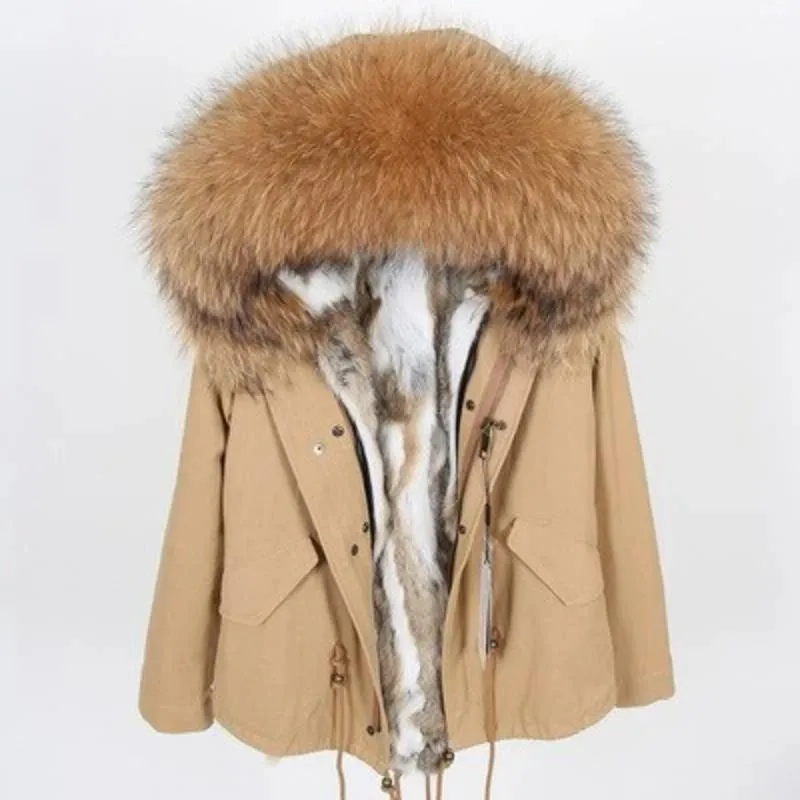 Women's Winter Casual Hooded Long Parka With Raccoon Fur