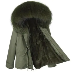 Women's Winter Casual Hooded Long Parka With Raccoon Fur