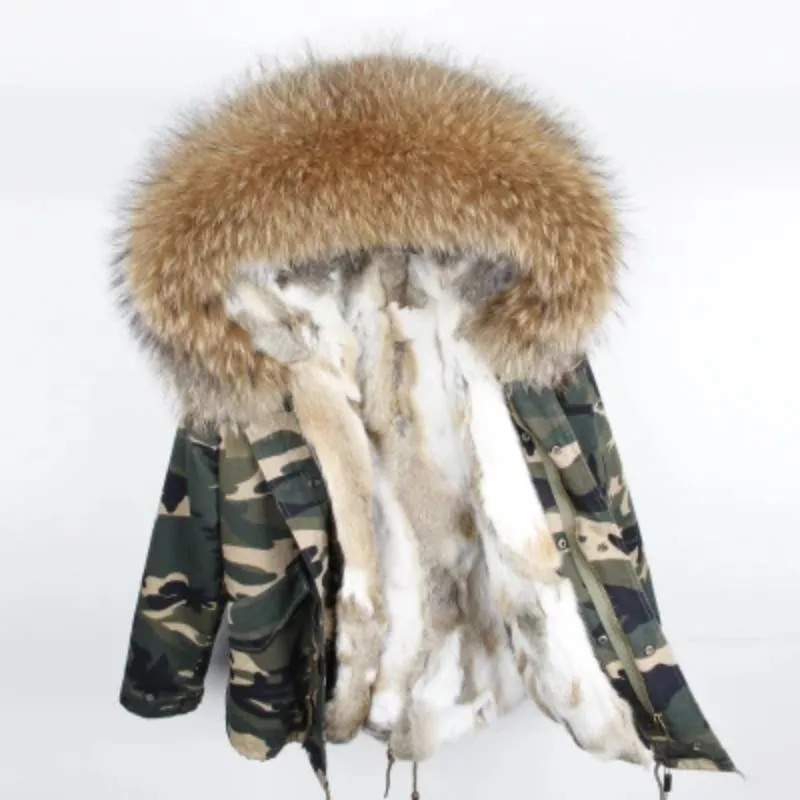 Women's Winter Casual Hooded Long Parka With Raccoon Fur