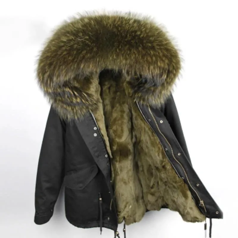 Women's Winter Casual Hooded Long Parka With Raccoon Fur
