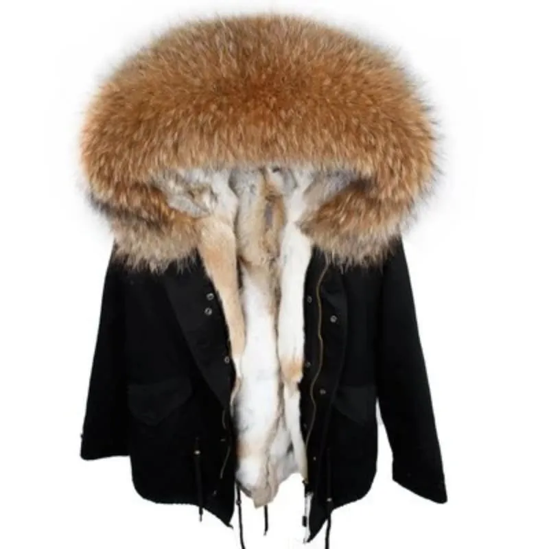Women's Winter Casual Hooded Long Parka With Raccoon Fur