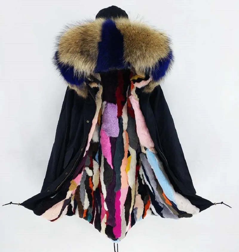 Women's Winter Casual Hooded Warm Long Parka With Raccoon Fur