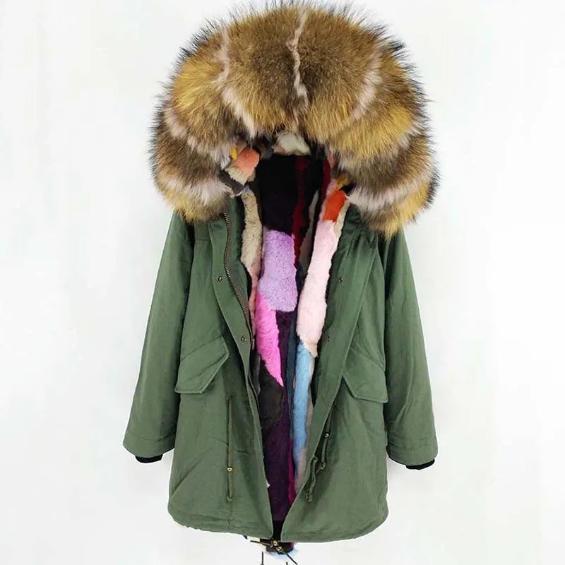 Women's Winter Casual Hooded Warm Long Parka With Raccoon Fur