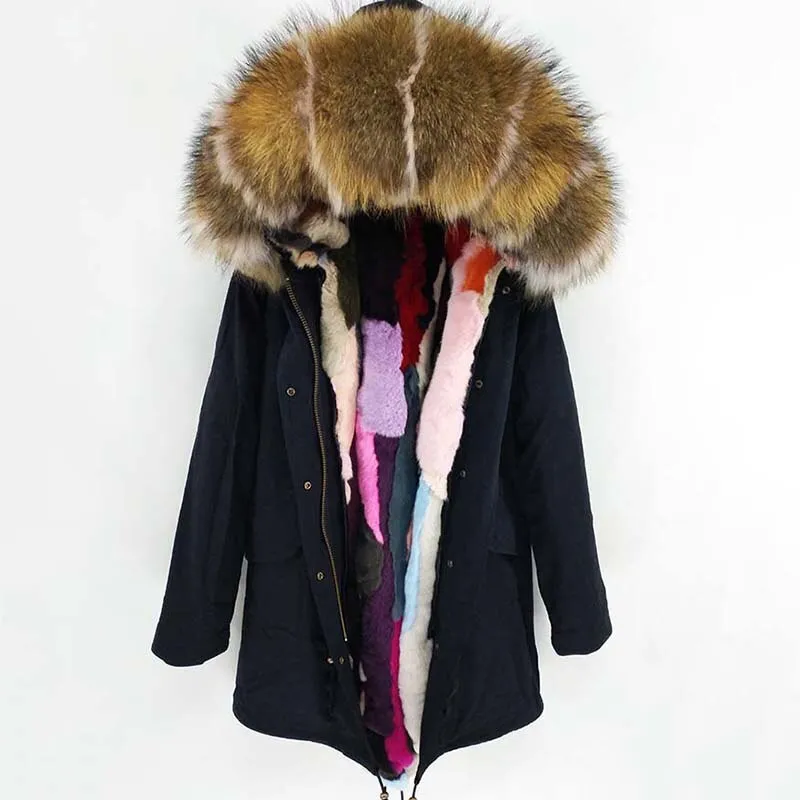 Women's Winter Casual Hooded Warm Long Parka With Raccoon Fur