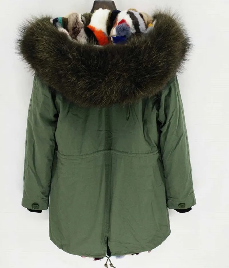 Women's Winter Casual Hooded Warm Long Parka With Raccoon Fur