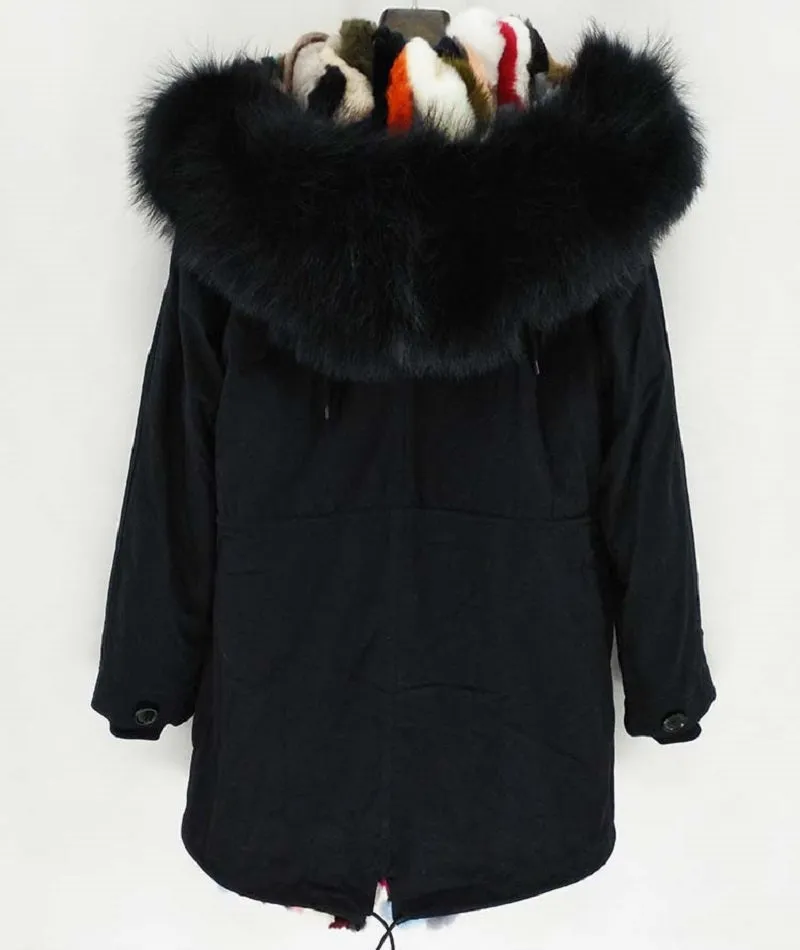 Women's Winter Casual Hooded Warm Long Parka With Raccoon Fur
