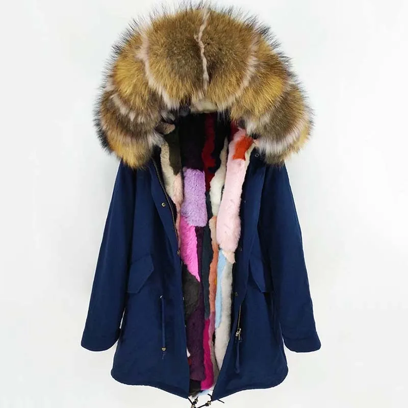 Women's Winter Casual Hooded Warm Long Parka With Raccoon Fur