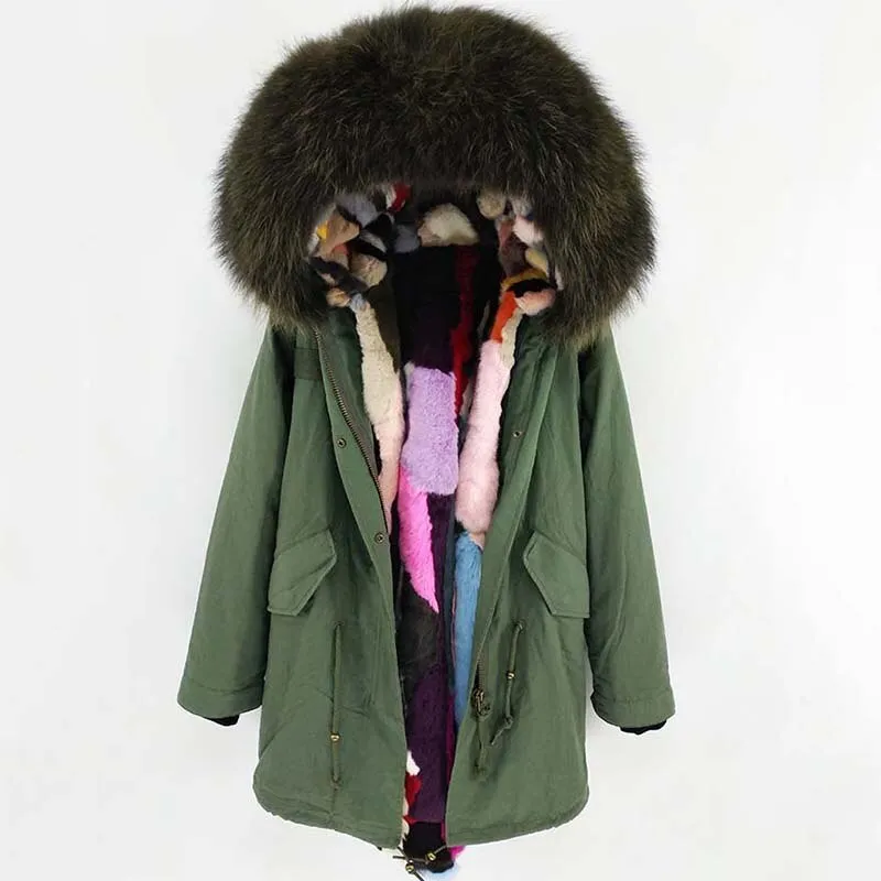Women's Winter Casual Hooded Warm Long Parka With Raccoon Fur