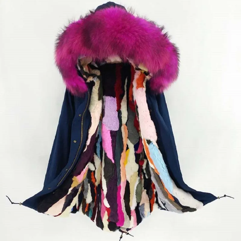 Women's Winter Casual Hooded Warm Long Parka With Raccoon Fur
