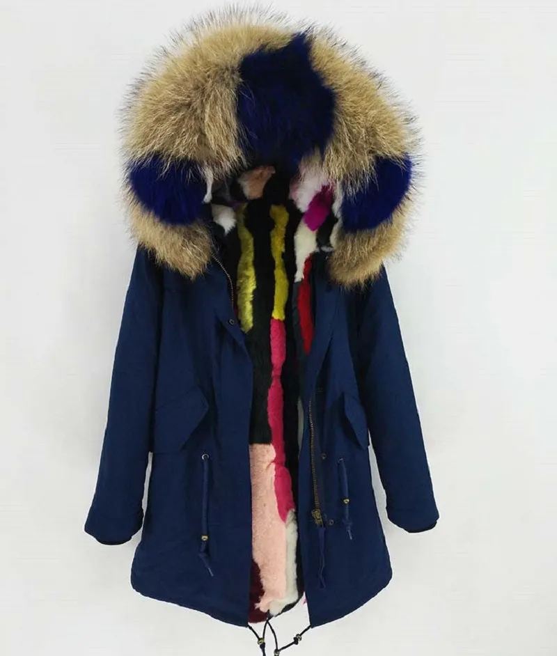 Women's Winter Casual Hooded Warm Long Parka With Raccoon Fur