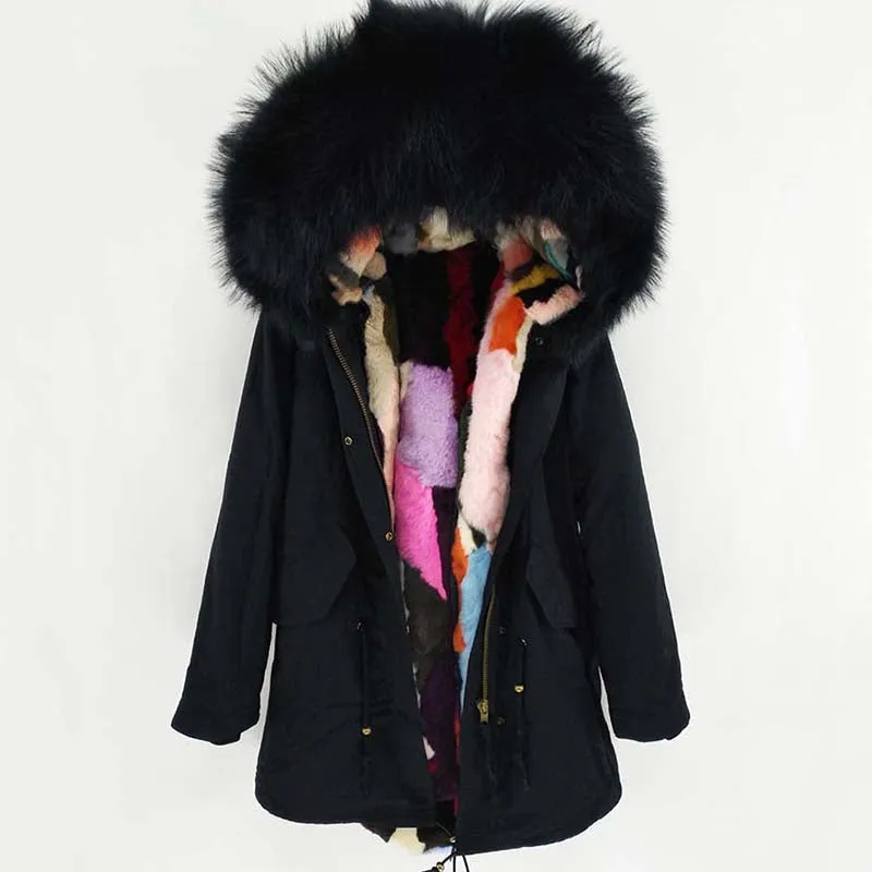 Women's Winter Casual Hooded Warm Long Parka With Raccoon Fur