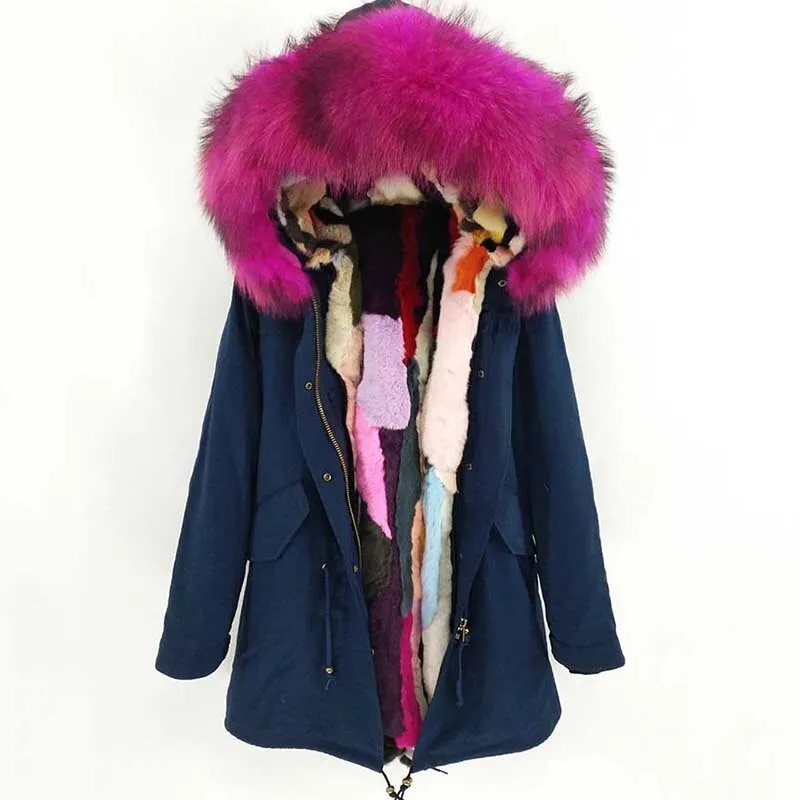 Women's Winter Casual Hooded Warm Long Parka With Raccoon Fur