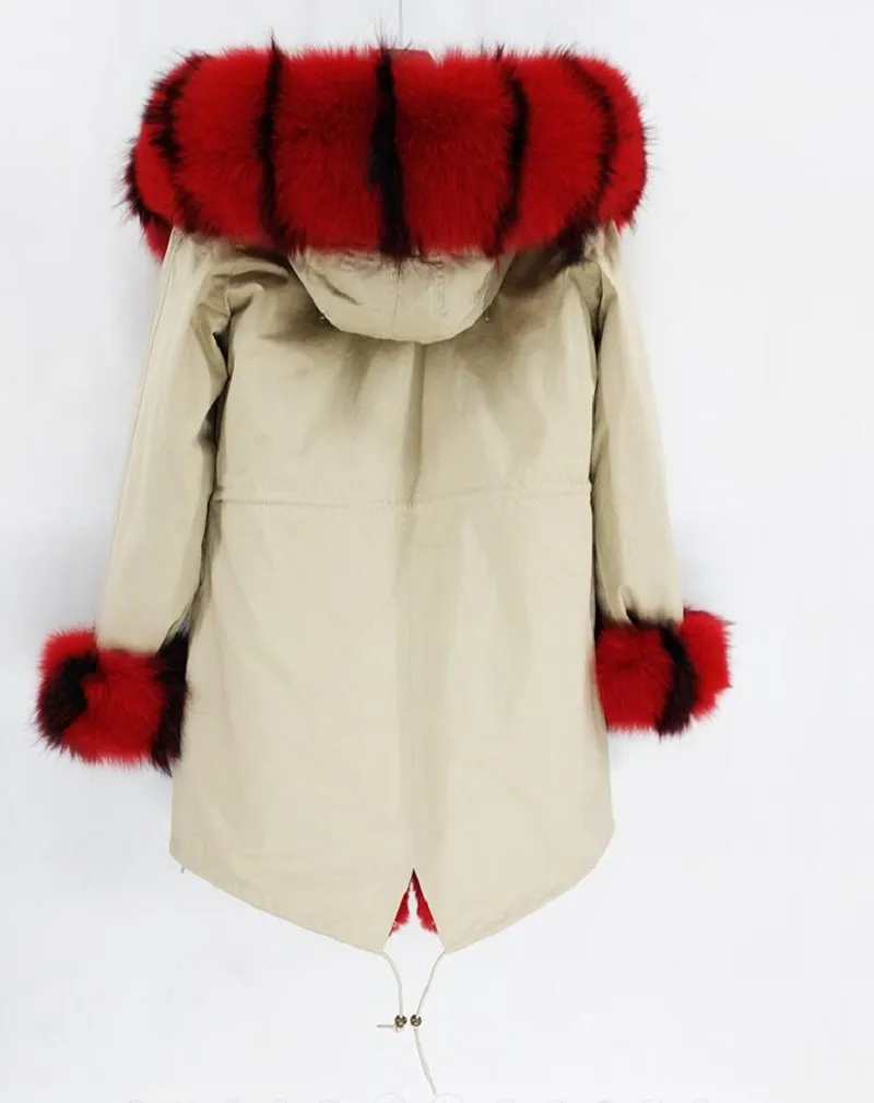Women's Winter Casual Long Thick Slim Parka With Fox Fur