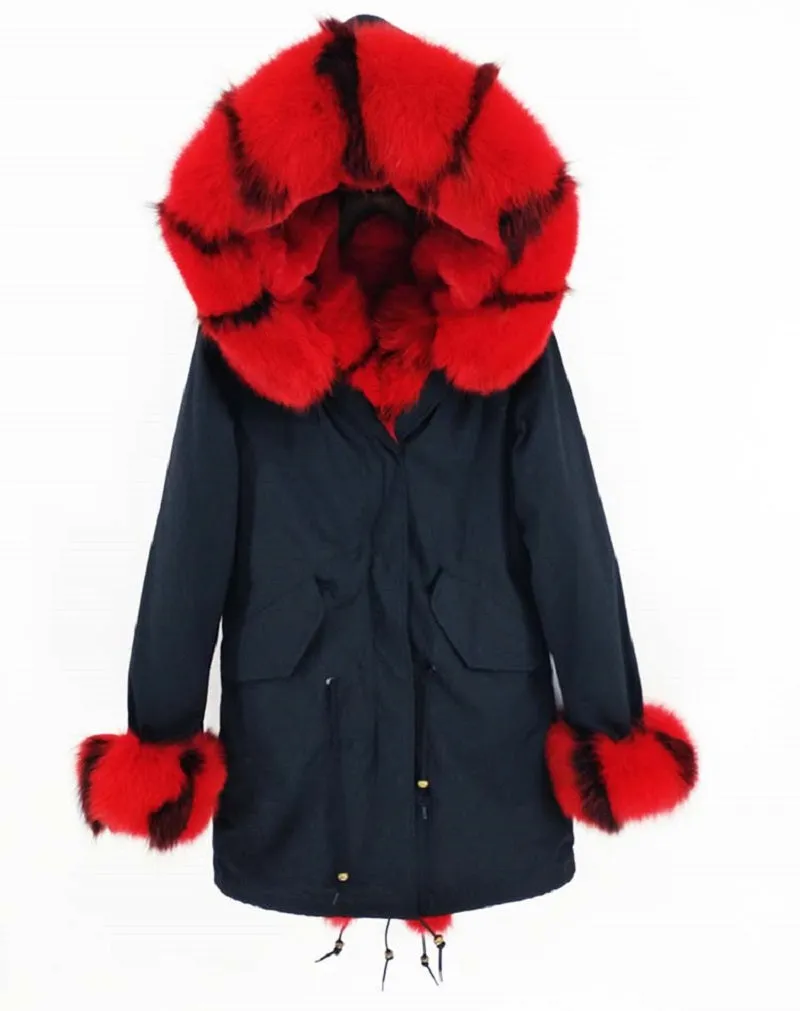 Women's Winter Casual Long Thick Slim Parka With Fox Fur