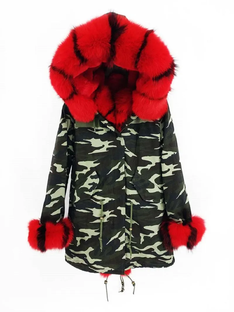Women's Winter Casual Long Thick Slim Parka With Fox Fur