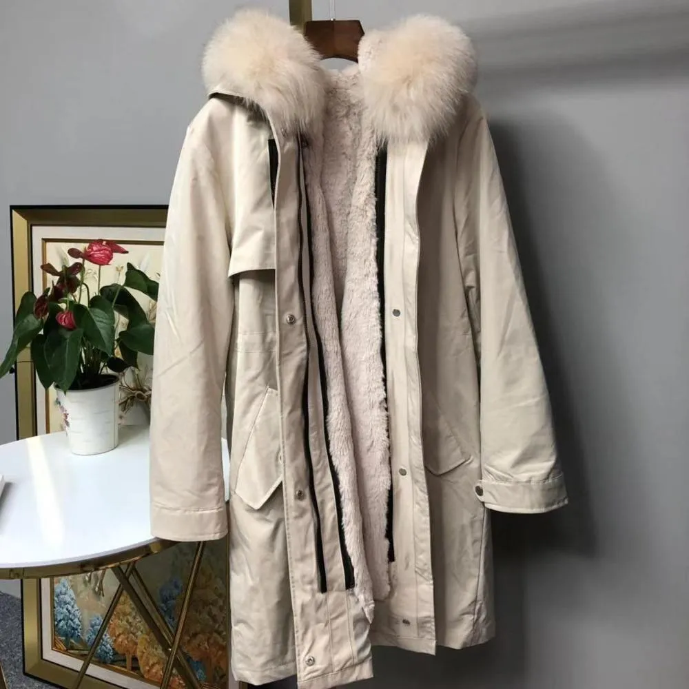 Women's Winter Casual Long Warm Slim Parka With Fox Fur