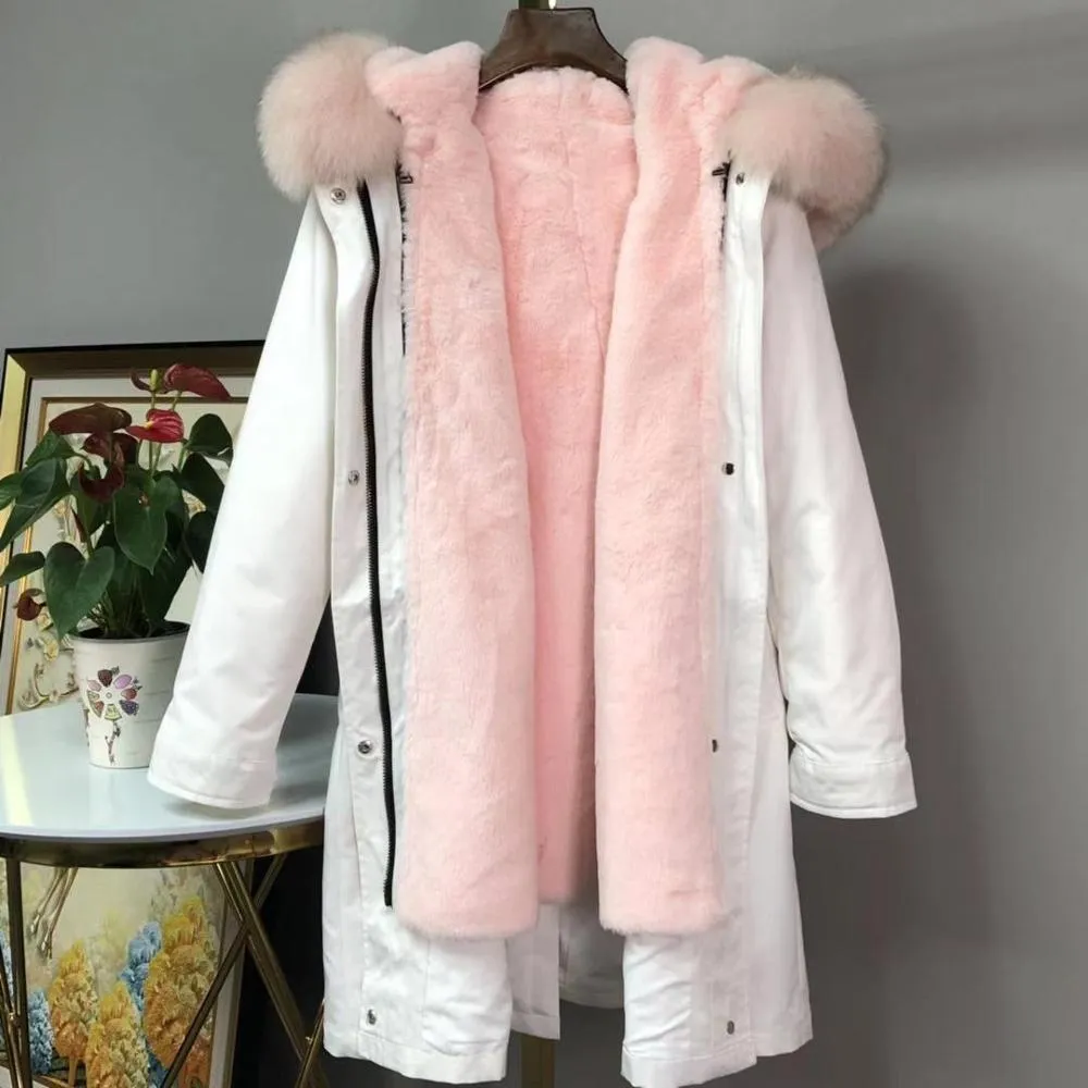 Women's Winter Casual Long Warm Slim Parka With Fox Fur