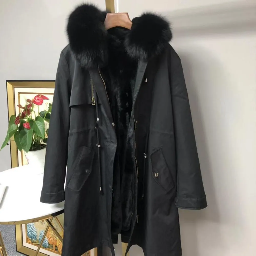 Women's Winter Casual Long Warm Slim Parka With Fox Fur