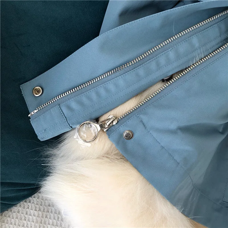 Women's Winter Casual Loose Short Coat With Rabbit Fur