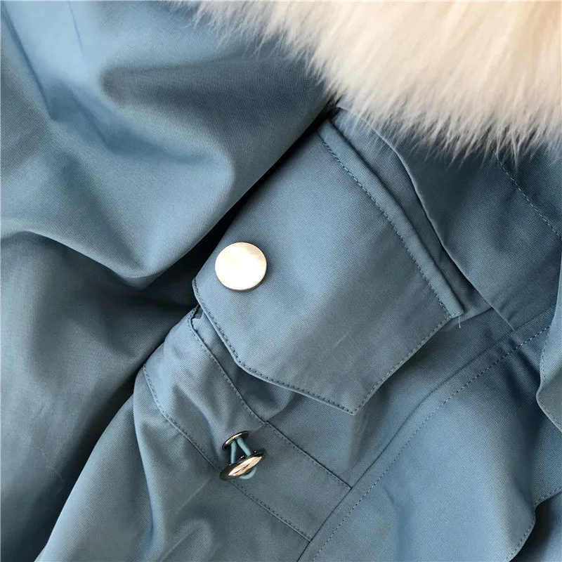 Women's Winter Casual Loose Short Coat With Rabbit Fur